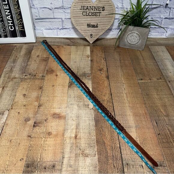 American eagle AE leather brown leather double braid belt size M - Picture 5 of 9